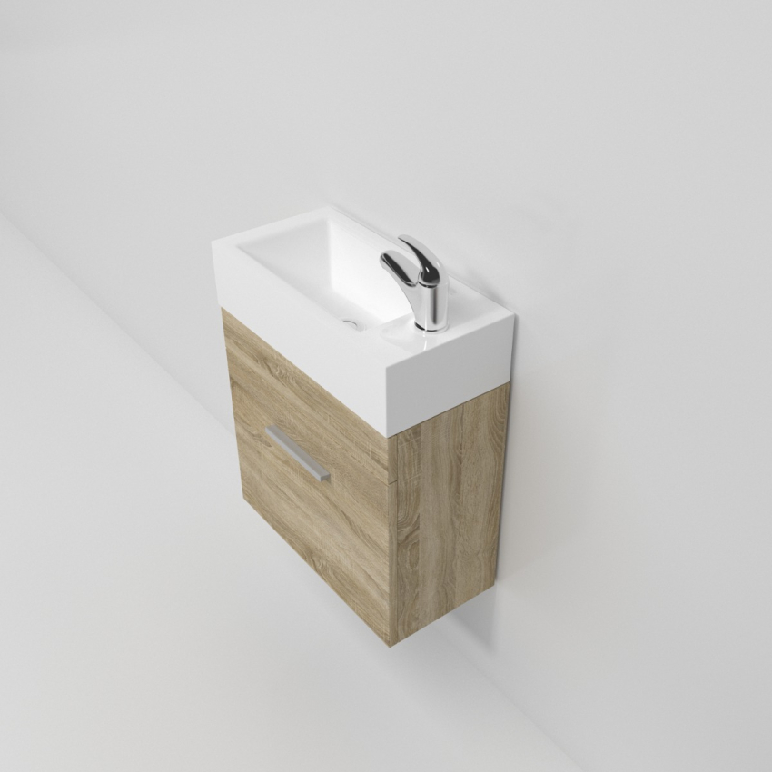 500mm White Oak MDF Bathroom Vanity Single Door Wall Hung Cabinet Only 