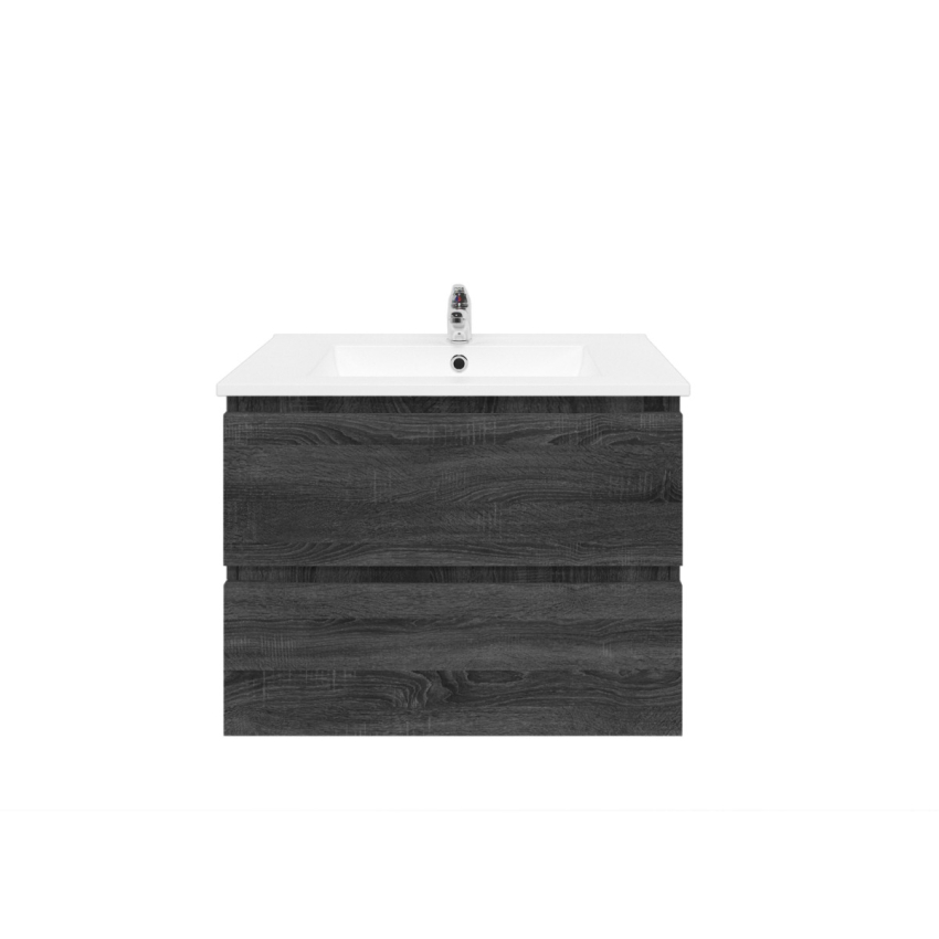 750mm Dark Grey MDF Bathroom Vanity 2 Drawers Wall Hung Cabinet Only 