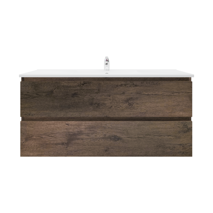 1200mm Dark Oak MDF Bathroom Vanity 2 Drawers Wall Hung Cabinet Only 