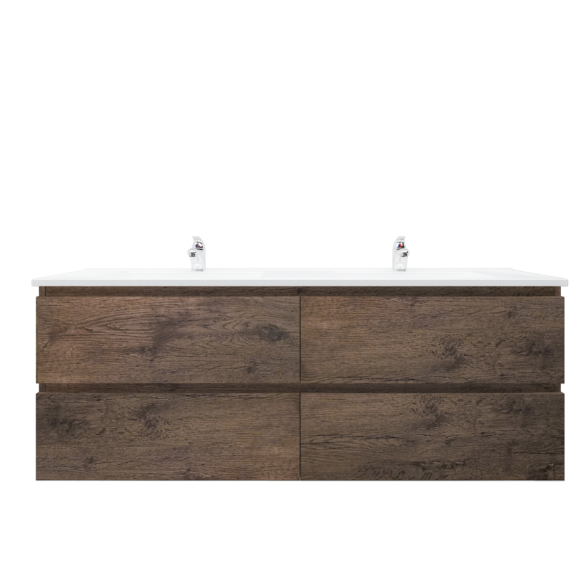 1500mm Dark Oak MDF Bathroom Vanity 4 Drawers Wall Hung Cabinet Only 