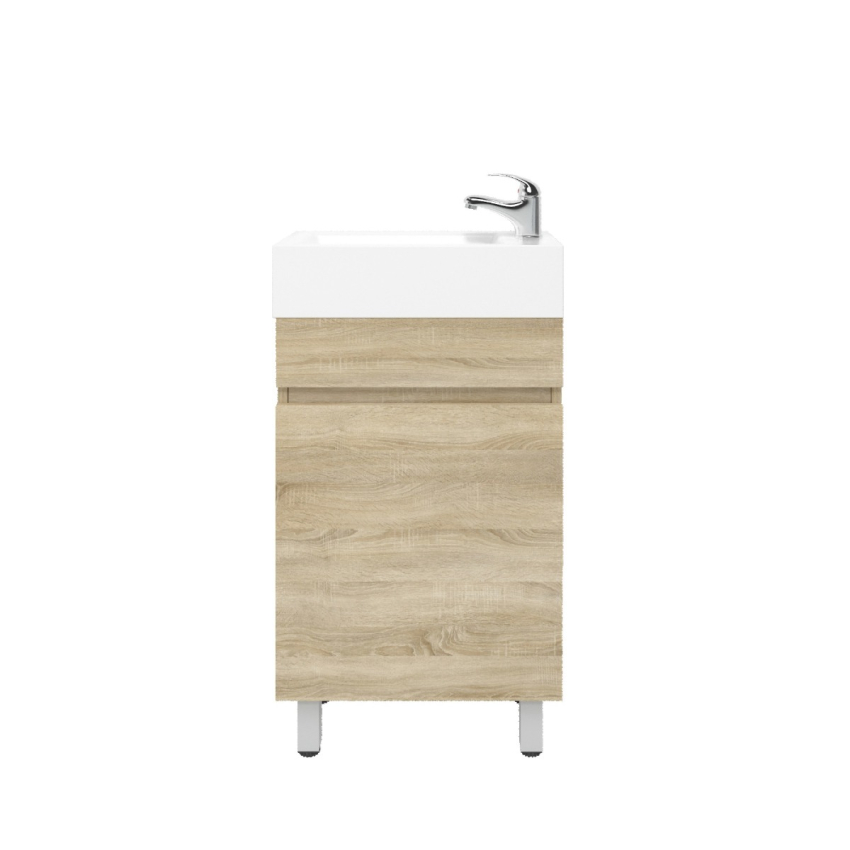 500mm White Oak MDF Bathroom Vanity Single Door Free Standing Cabinet Only