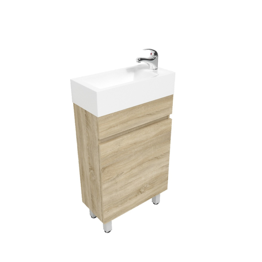 500mm White Oak MDF Bathroom Vanity Single Door Free Standing Cabinet Only