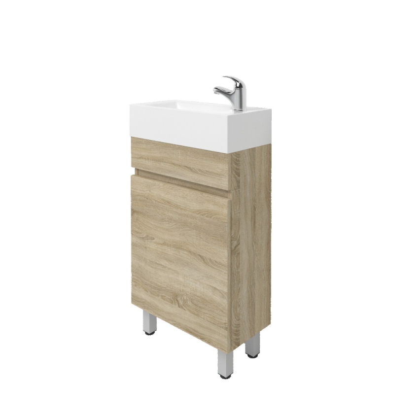 500mm White Oak MDF Bathroom Vanity Single Door Free Standing Cabinet Only