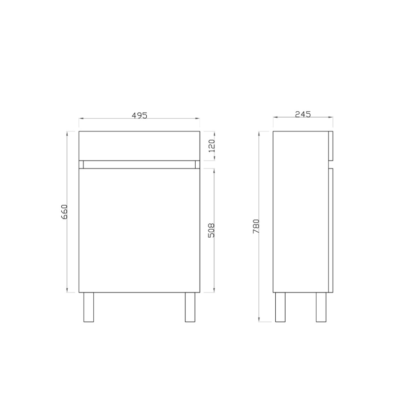 500mm Dark Grey MDF Bathroom Vanity Single Door Free Standing Cabinet Only