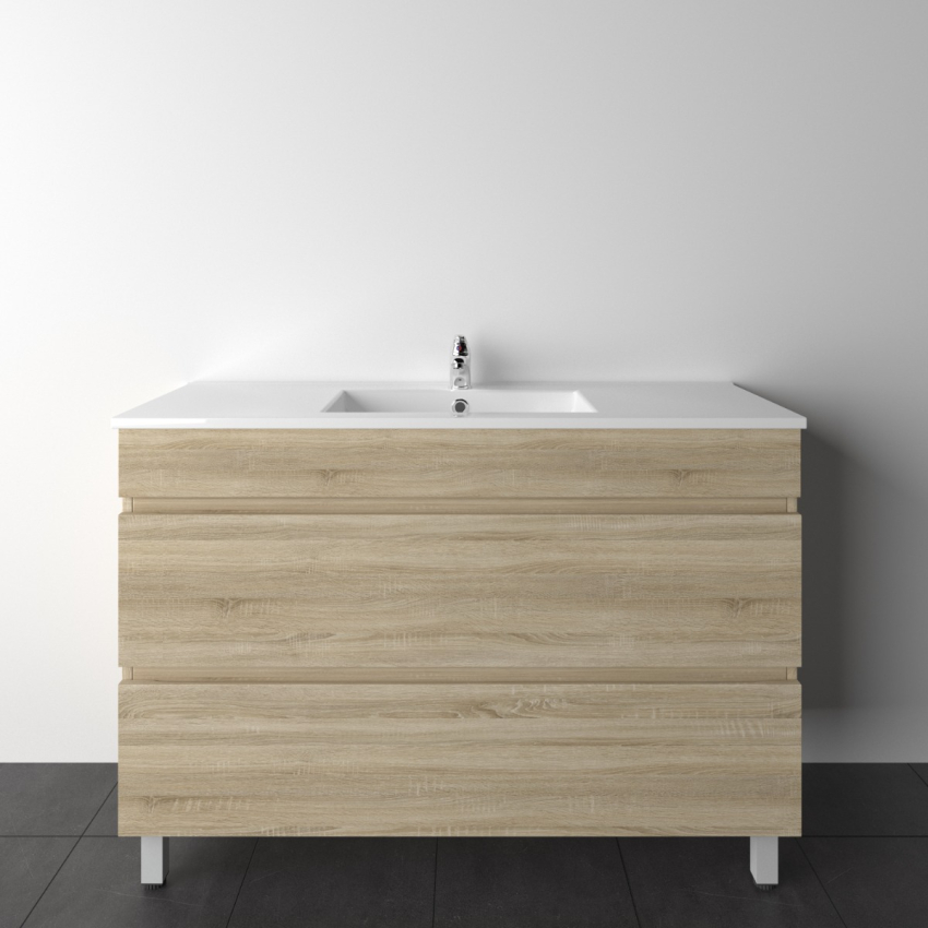 1200mm White Oak MDF Bathroom Vanity 2 Drawers Free Standing Cabinet Only