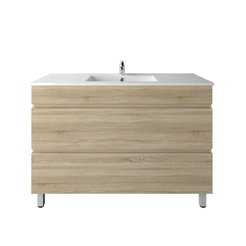 1200mm White Oak MDF Bathroom Vanity 2 Drawers Free Standing Cabinet Only
