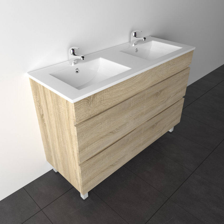 1200mm White Oak MDF Bathroom Vanity 4 Drawers Free Standing Cabinet Only