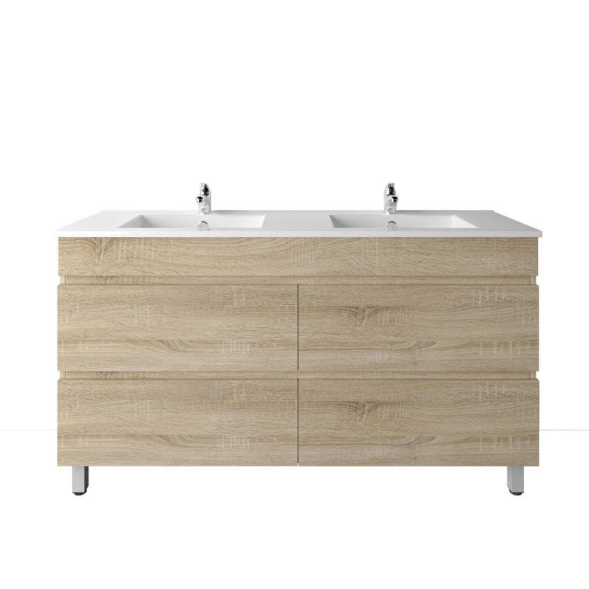 1500mm White Oak MDF Bathroom Vanity 4 Drawers Free Standing Cabinet Only