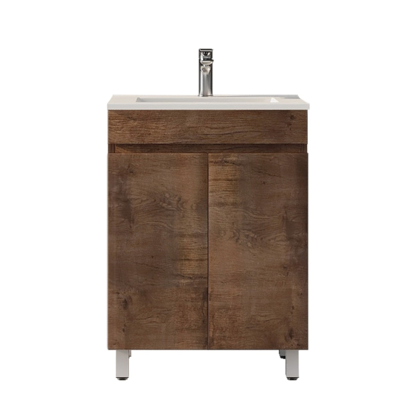 600mm Narrow Dark Oak MDF Bathroom Vanity 2 Doors Free Standing Cabinet Only