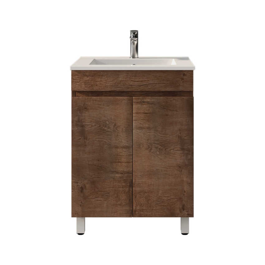 600mm Dark Oak MDF Bathroom Vanity 2 Doors Free Standing Cabinet Only