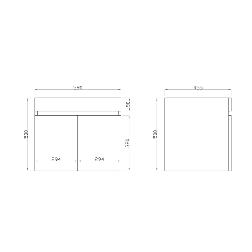 600mm Dark Grey MDF Bathroom Vanity 2 Doors Wall Hung Cabinet Only