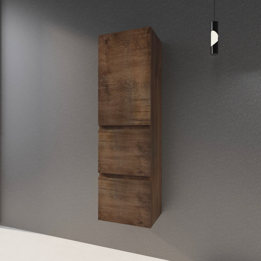 1350mm Dark Oak TT MDF 2 Drawers Single Door Tall Boy