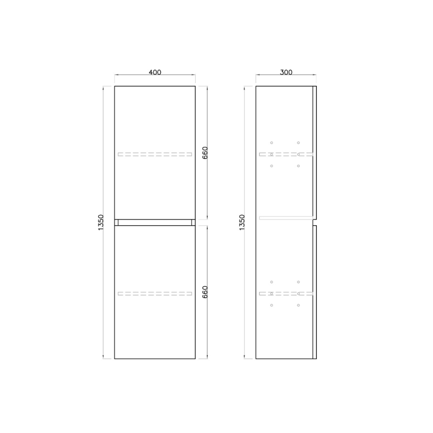 1350mm White Oak MDF Cabinet Bathroom Vanity 2 Doors Tall Boy