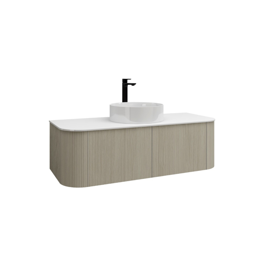 1200mm Kiama Coastal Oak 2 Drawers Curved Fluted Wall Hung Vanity Cabinet Only