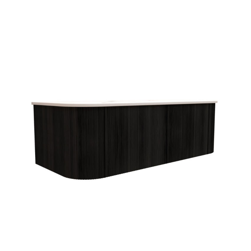 1200mm Kiama  Bottega Oak 2 Drawers Curved Fluted Wall Hung Vanity Cabinet Only