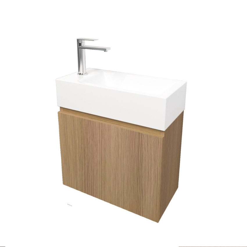 500mm Natural Oak 1 Left Hinged Door Wall Hung Vanity for Bathroom Cabinet Only