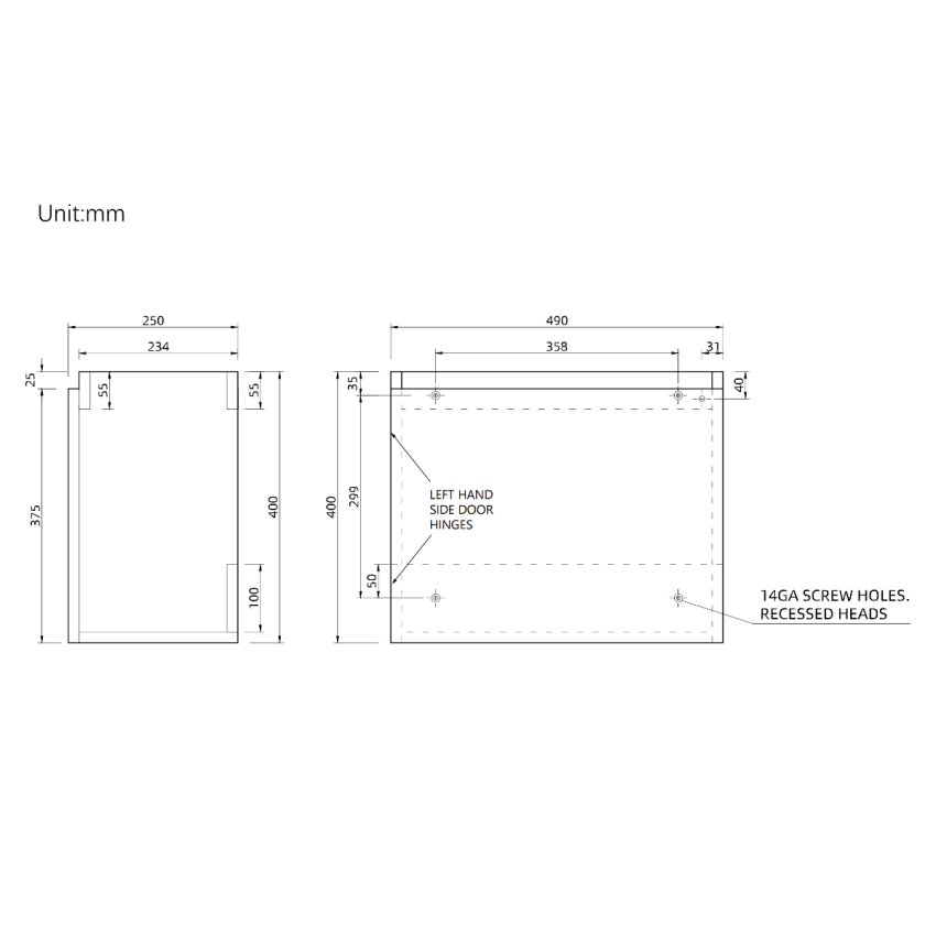 500mm Natural Oak 1 Left Hinged Door Wall Hung Vanity for Bathroom Cabinet Only