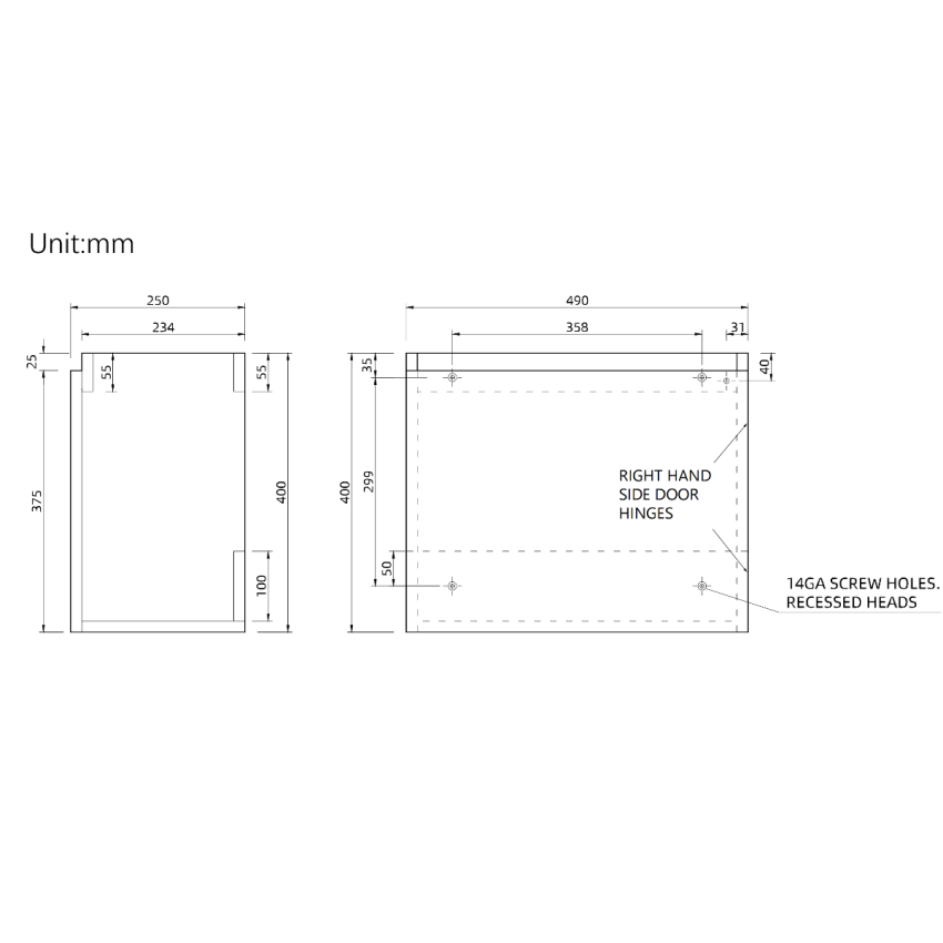 500mm Natural Oak Laminated Particle Board 1 Right Hinged Door Wall Hung Vanity Cabinet Only