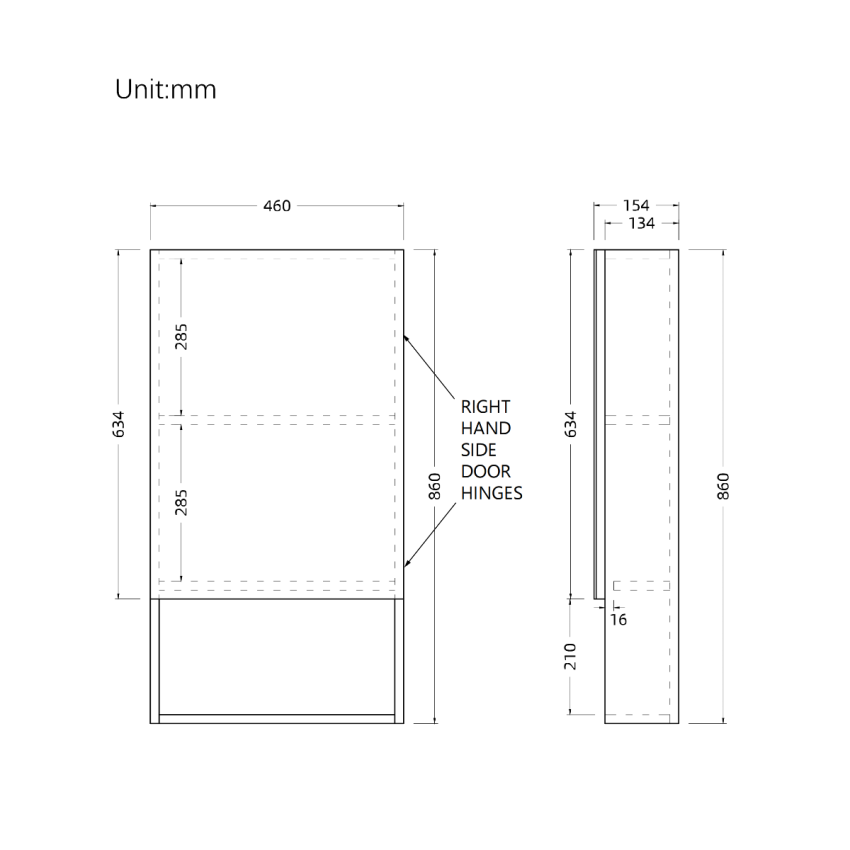 450mm Natural Oak Laminated Particle Board 1 Right Hinged Mirrored Door Mirror Cabinet