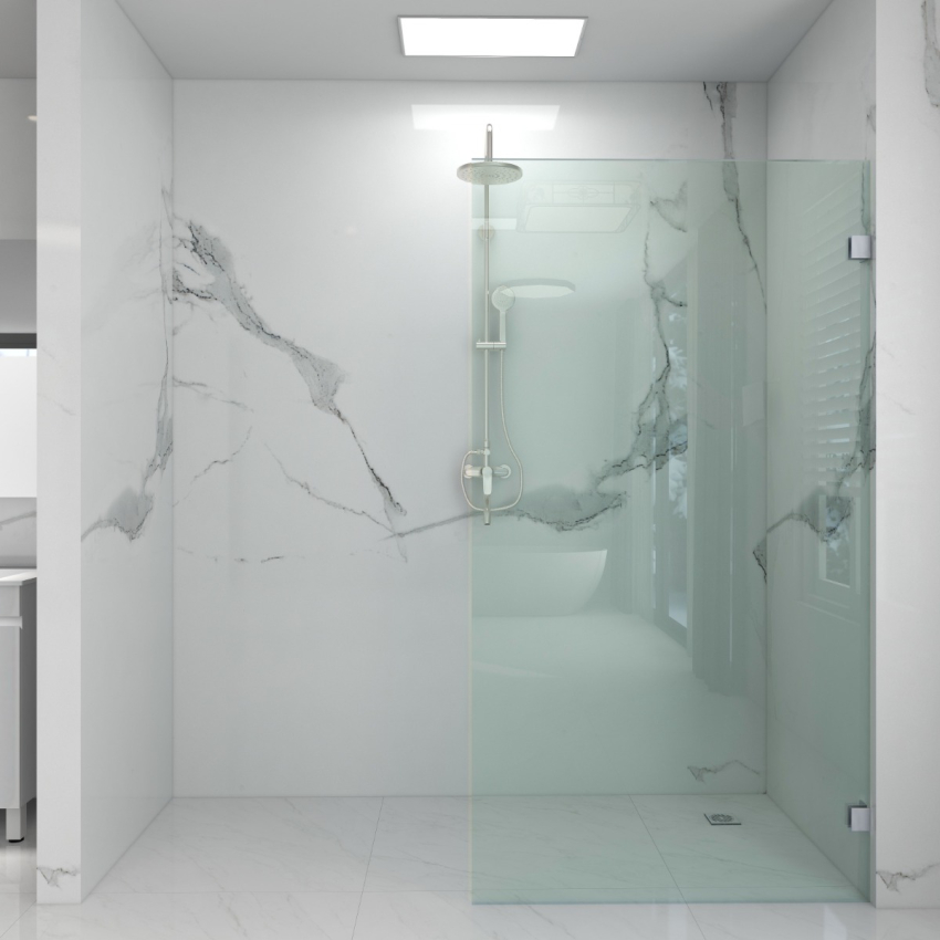 10mm Wall to Wall Frameless Shower Screen, Single Panel, Fixed Panel