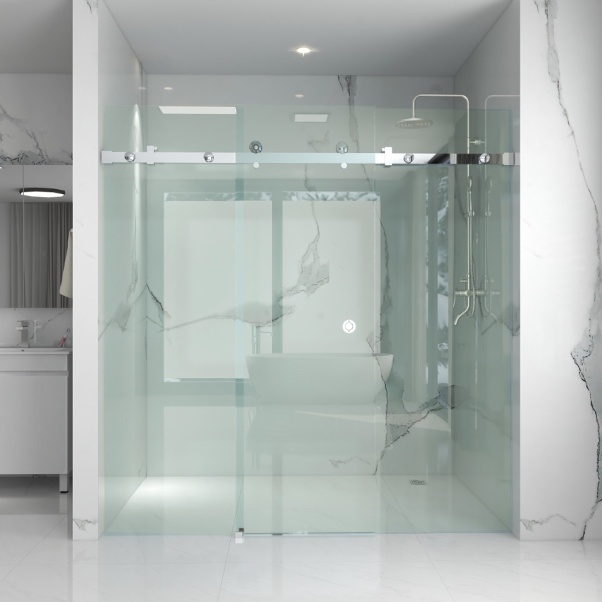 10mm Wall to Wall Frameless Shower Screens, 3 Panel, Sliding Door
