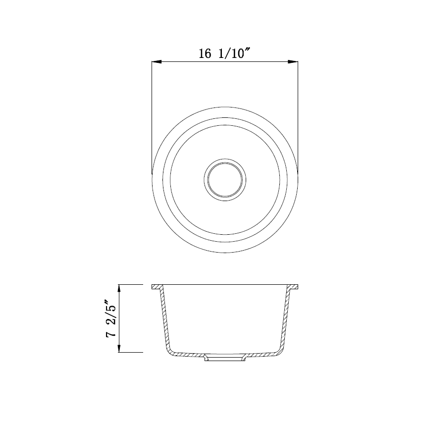 410*205mm Cora Black Round Granite Sink