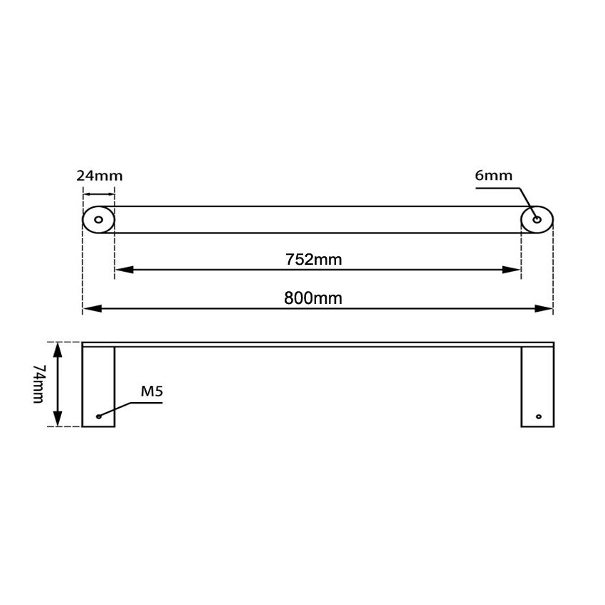 Esperia Gun Metal Grey Single Towel Rail 800mm