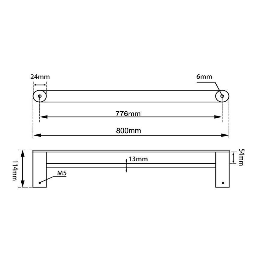 Esperia Brushed Nickel Double Towel Rail 800mm