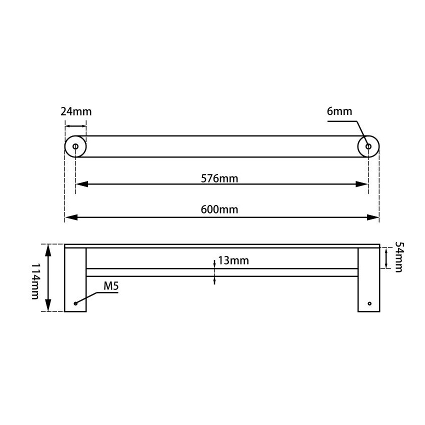 Esperia Matte Black Double Towel Rail 600mm