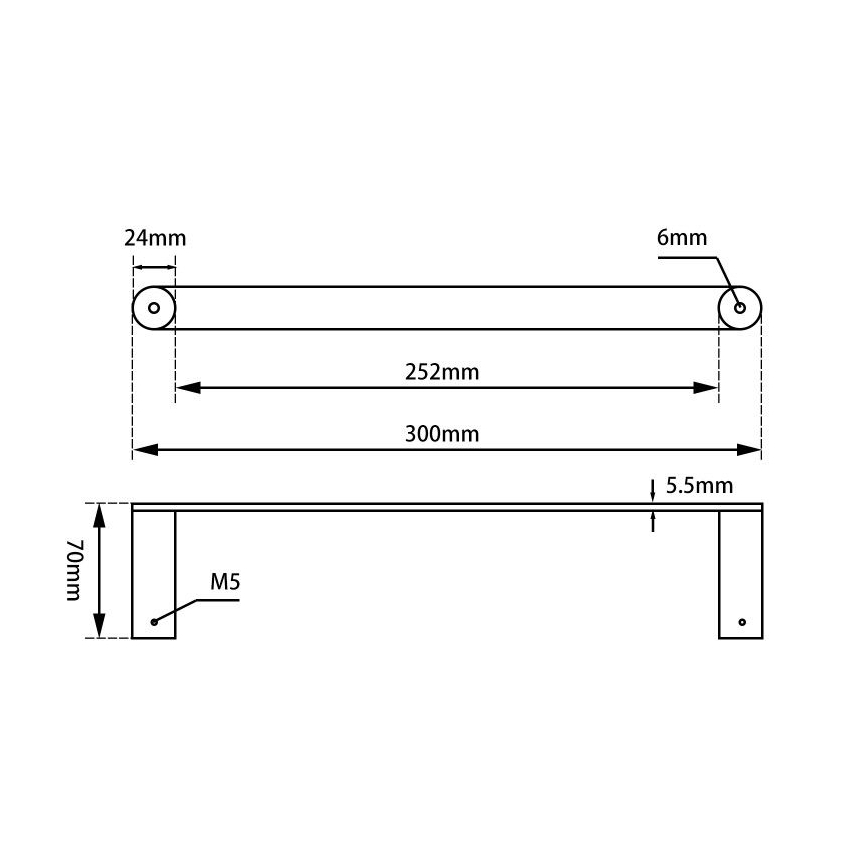 Esperia Brushed Nickel Towel Rail 300mm