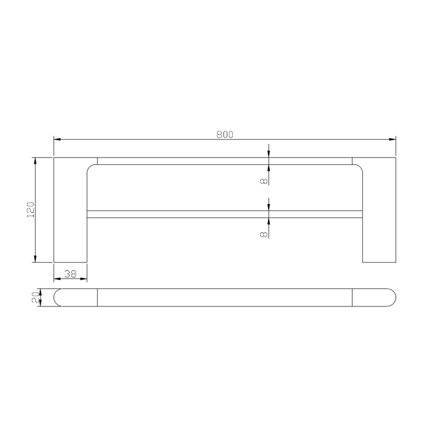 Persano Chrome Zinc Alloy 800mm Double Towel Rail
