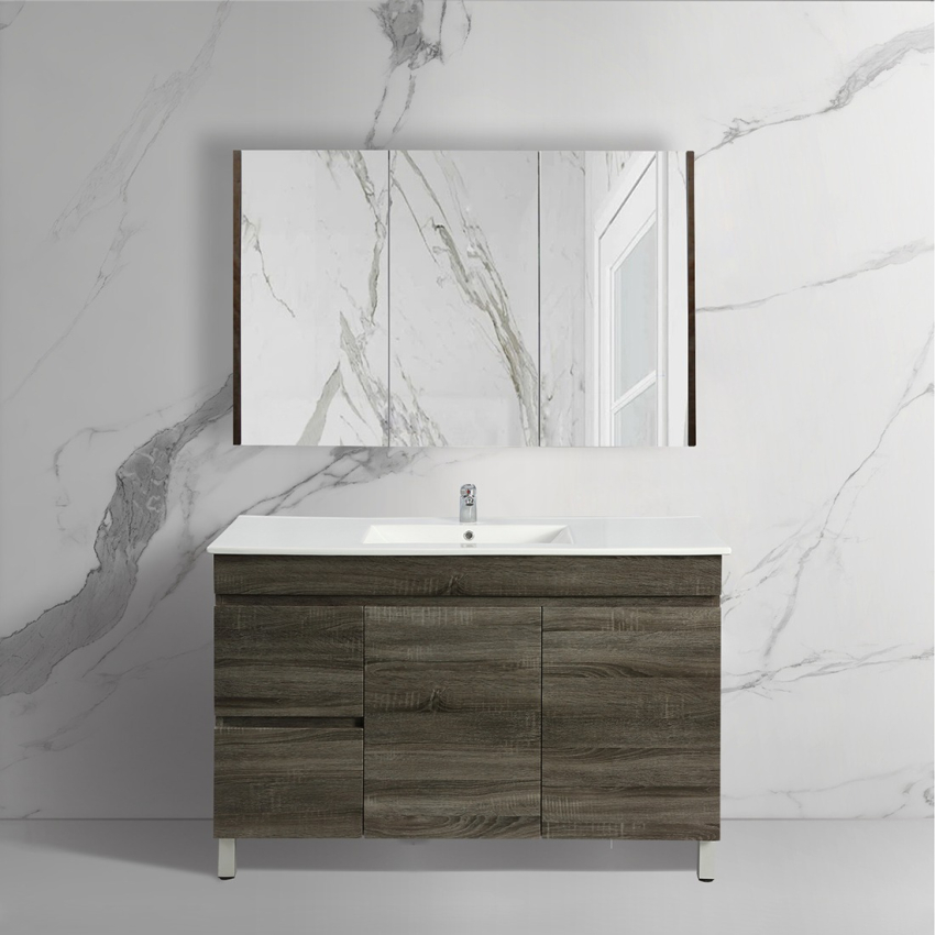 1200mm Dark Grey MDF Bathroom Vanity Left Drawers Free Standing Cabinet Only