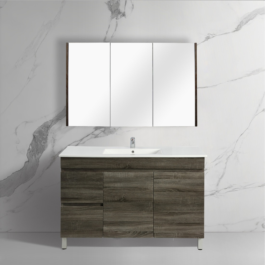 1200mm Dark Grey MDF Bathroom Vanity Left Drawers Free Standing Cabinet Only