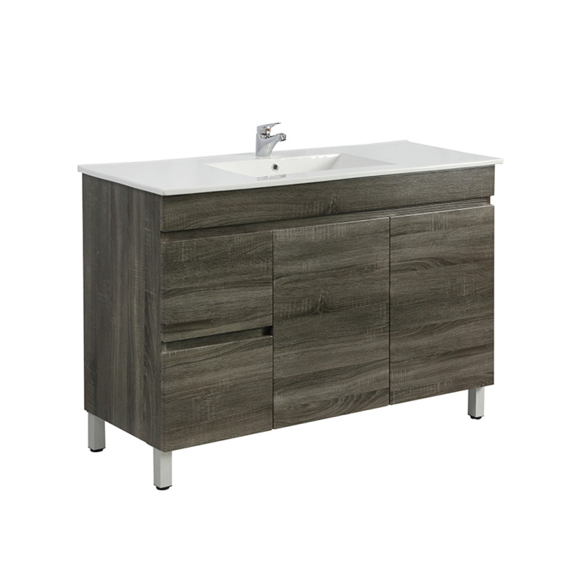 1200mm Dark Grey MDF Bathroom Vanity Left Drawers Free Standing Cabinet Only
