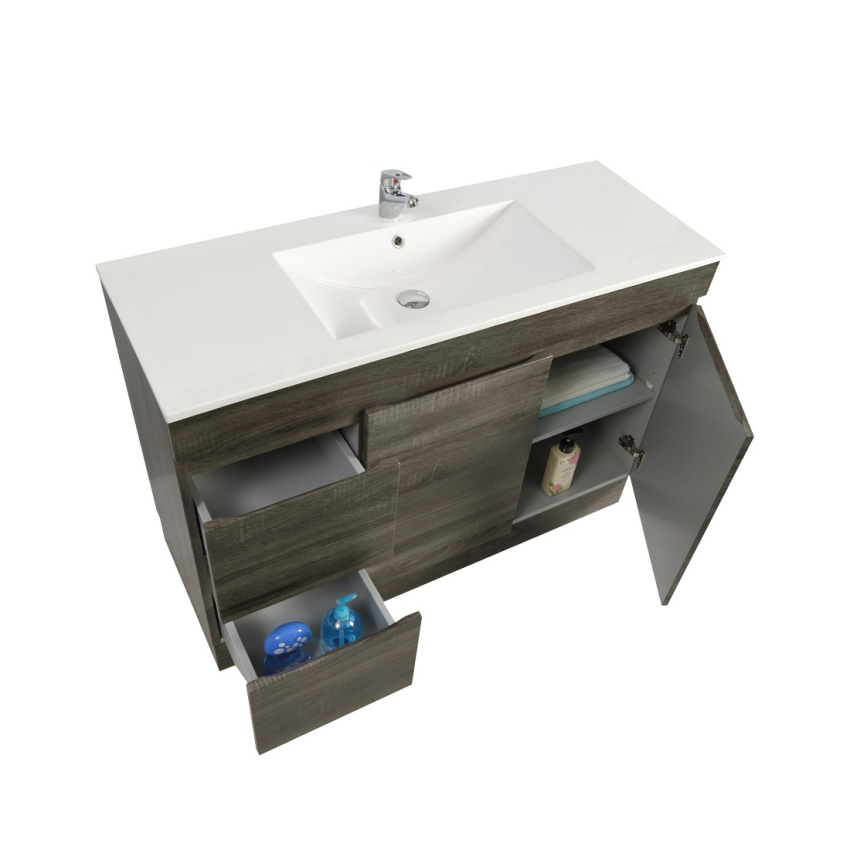 1200mm Dark Grey MDF Bathroom Vanity Left Drawers Free Standing Cabinet Only