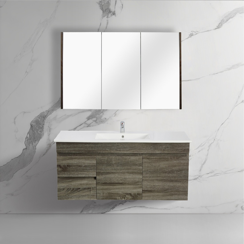 1200mm Dark Grey MDF Bathroom Vanity Left Drawers Wall Hung Cabinet Only