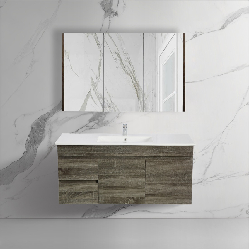 1200mm Dark Grey MDF Bathroom Vanity Left Drawers Wall Hung Cabinet Only
