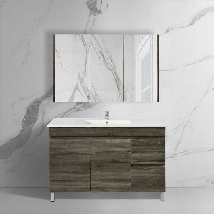 1200mm Dark Grey MDF Bathroom Vanity Right Drawers Free Standing Cabinet Only