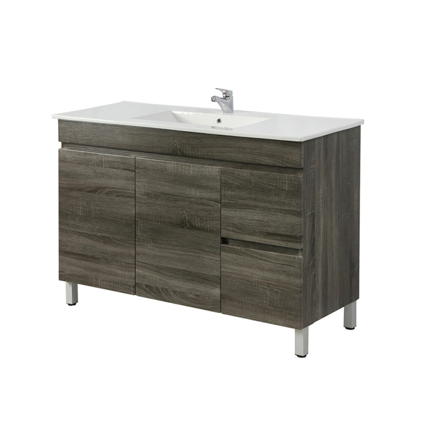 1200mm Dark Grey MDF Bathroom Vanity Right Drawers Free Standing Cabinet Only
