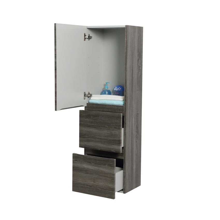 1350mm Dark Grey TT MDF 2 Drawers Single Door Tall Boy