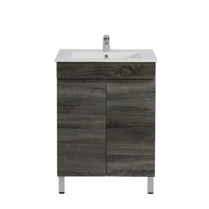 600mm Narrow Dark Grey MDF Bathroom Vanity 2 Doors Free Standing Cabinet Only