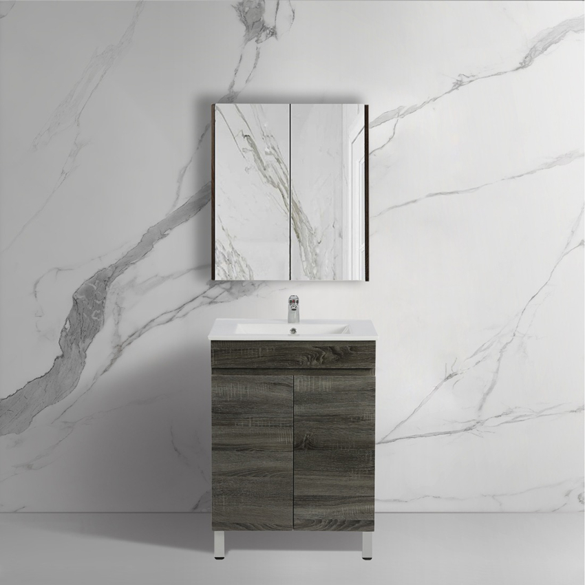 600mm Dark Grey MDF Bathroom Vanity 2 Doors Free Standing Cabinet Only