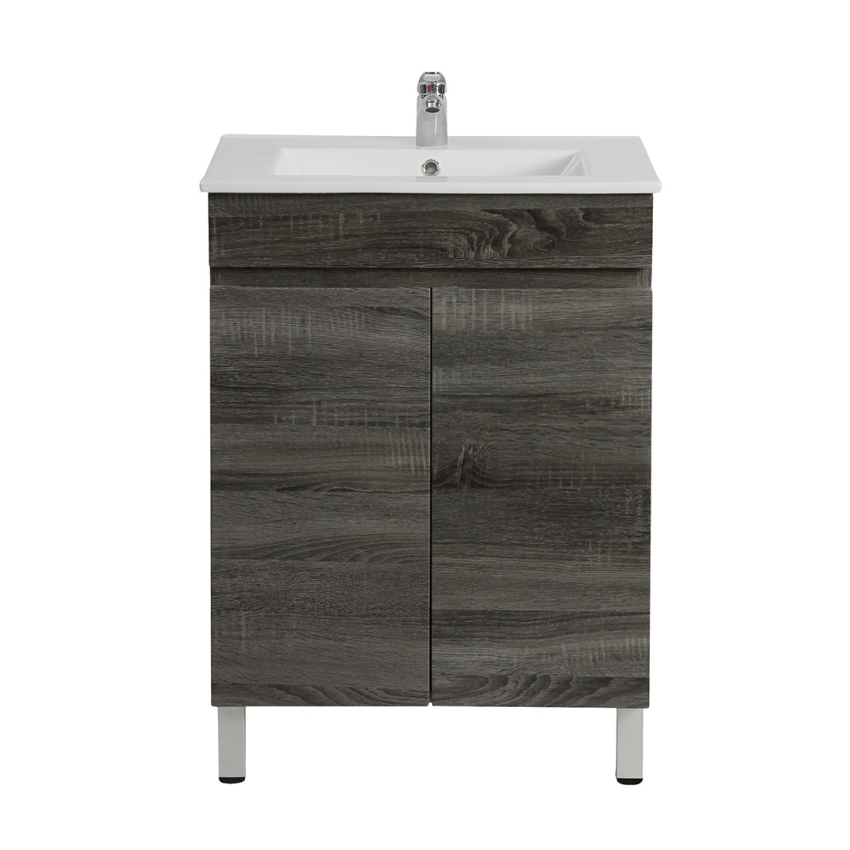 600mm Dark Grey MDF Bathroom Vanity 2 Doors Free Standing Cabinet Only