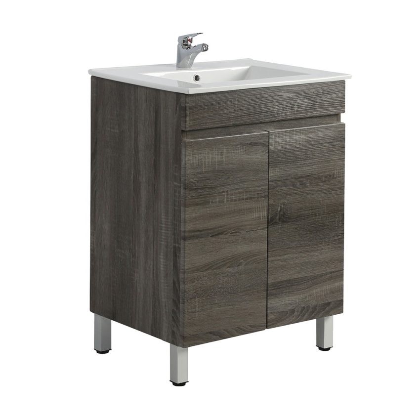 600mm Dark Grey MDF Bathroom Vanity 2 Doors Free Standing Cabinet Only