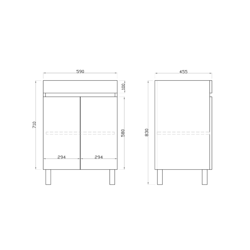 600mm Dark Oak MDF Bathroom Vanity 2 Doors Free Standing Cabinet Only