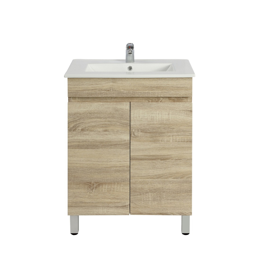 600mm White Oak MDF Bathroom Vanity 2 Doors Free Standing Cabinet Only