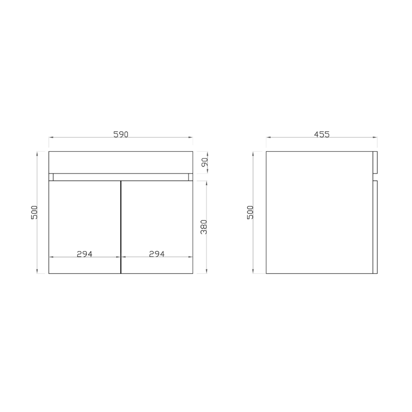 600mm Dark Oak MDF Bathroom Floating Vanity 2 Doors Wall Hung Cabinet Only for Bathroom