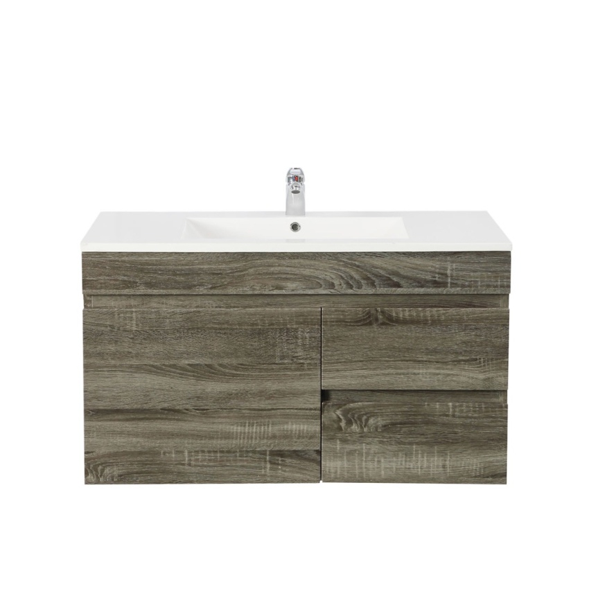 750mm Narrow Dark Grey MDF Bathroom Vanity Right Drawers Wall Hung Cabinet Only