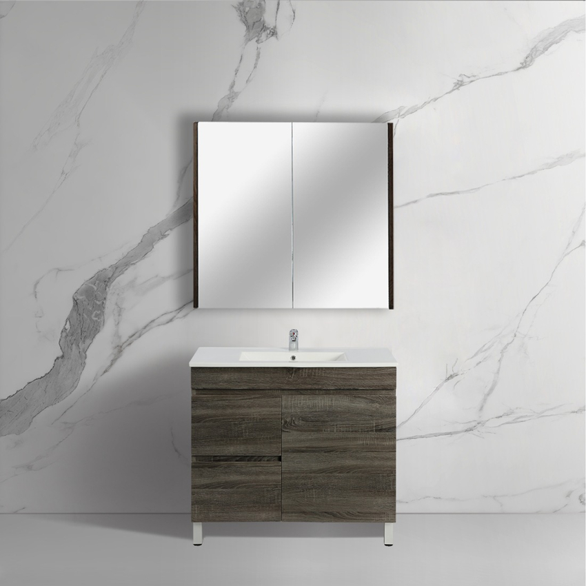 750mm Dark Grey MDF Bathroom Vanity Left Drawers Free Standing Cabinet Only