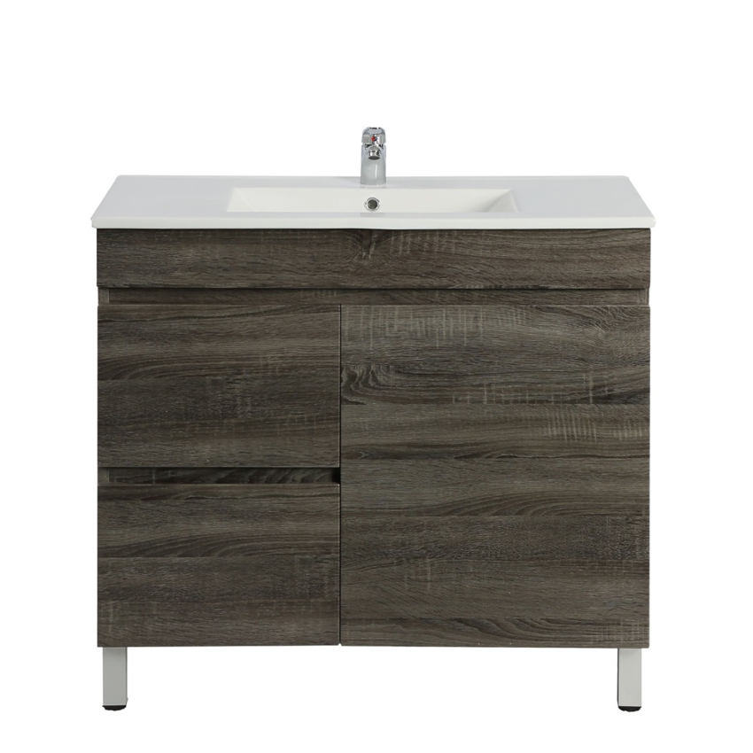 750mm Dark Grey MDF Bathroom Vanity Left Drawers Free Standing Cabinet Only